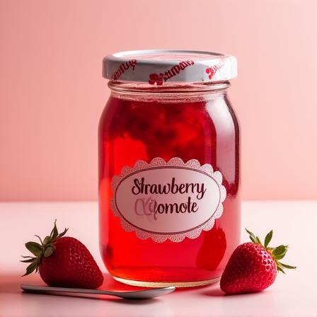 Jar of artisanal Amaou strawberry compote.